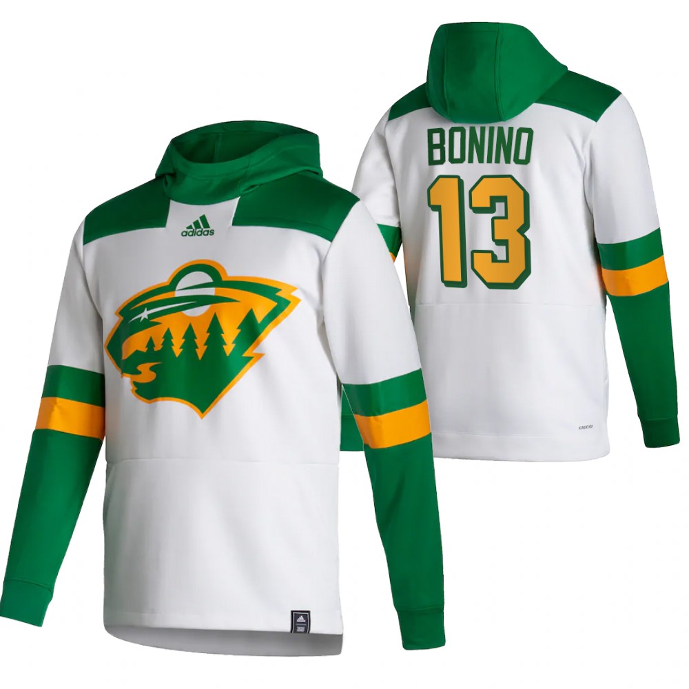 Minnesota Wild #13 Nick Bonino Adidas Reverse Retro Pullover Hoodie White