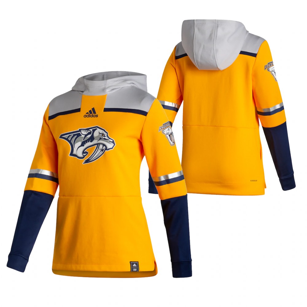 Nashville Predators Blank Adidas Reverse Retro Pullover Hoodie Gold