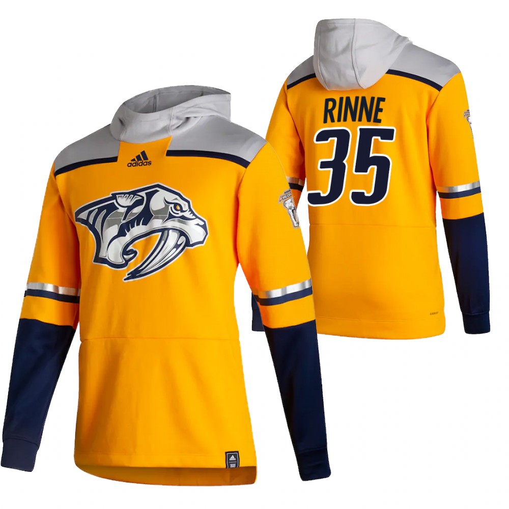 Nashville Predators #35 Pekka Rinne Adidas Reverse Retro Pullover Hoodie Gold