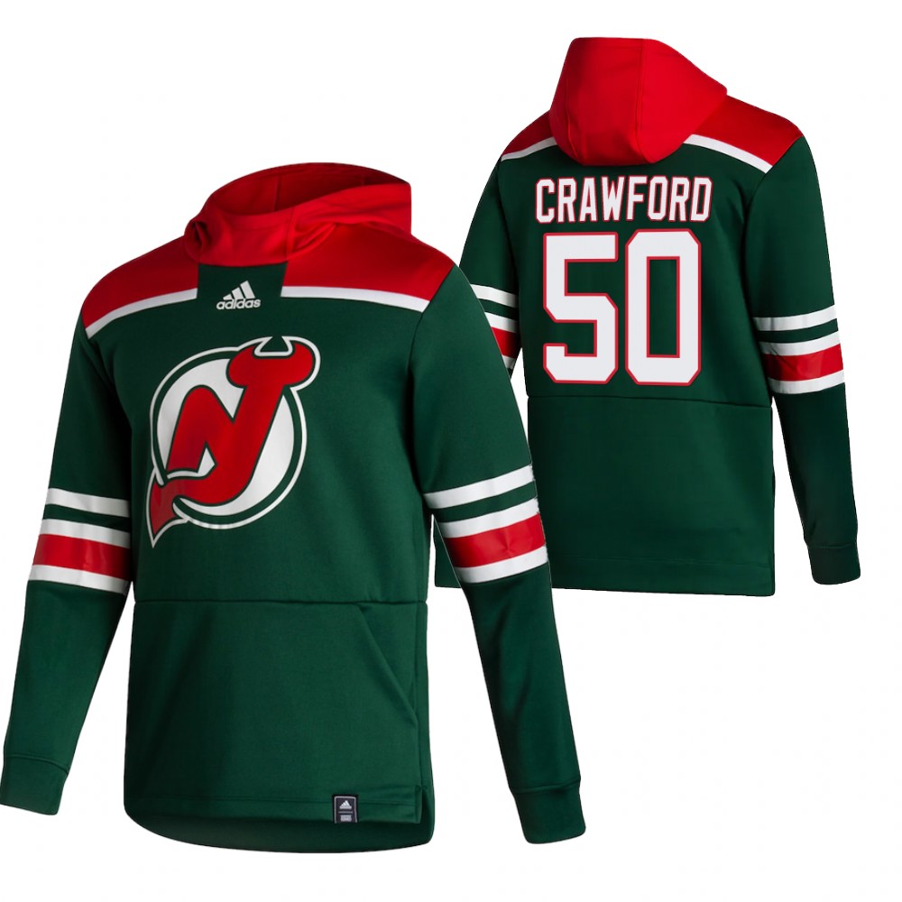 New Jersey Devils #50 Corey Crawford Adidas Reverse Retro Pullover Hoodie Green