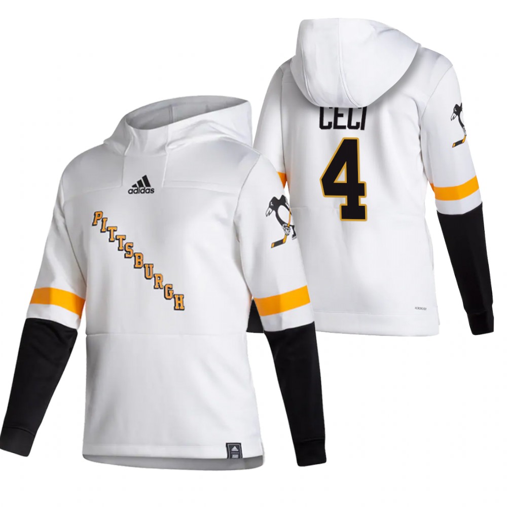 Pittsburgh Penguins #4 Cody Ceci Adidas Reverse Retro Pullover Hoodie White