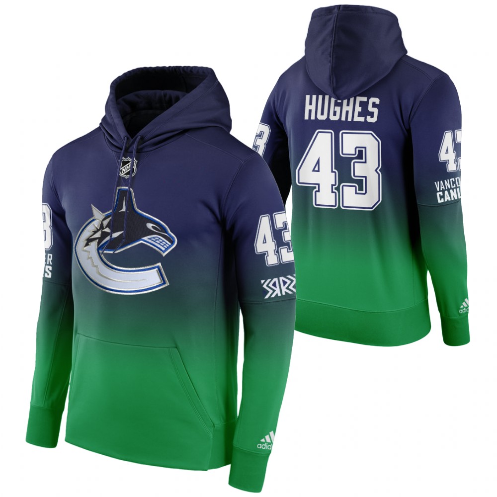 Vancouver Canucks #43 Quinn Hughes Adidas Reverse Retro Pullover Hoodie Green