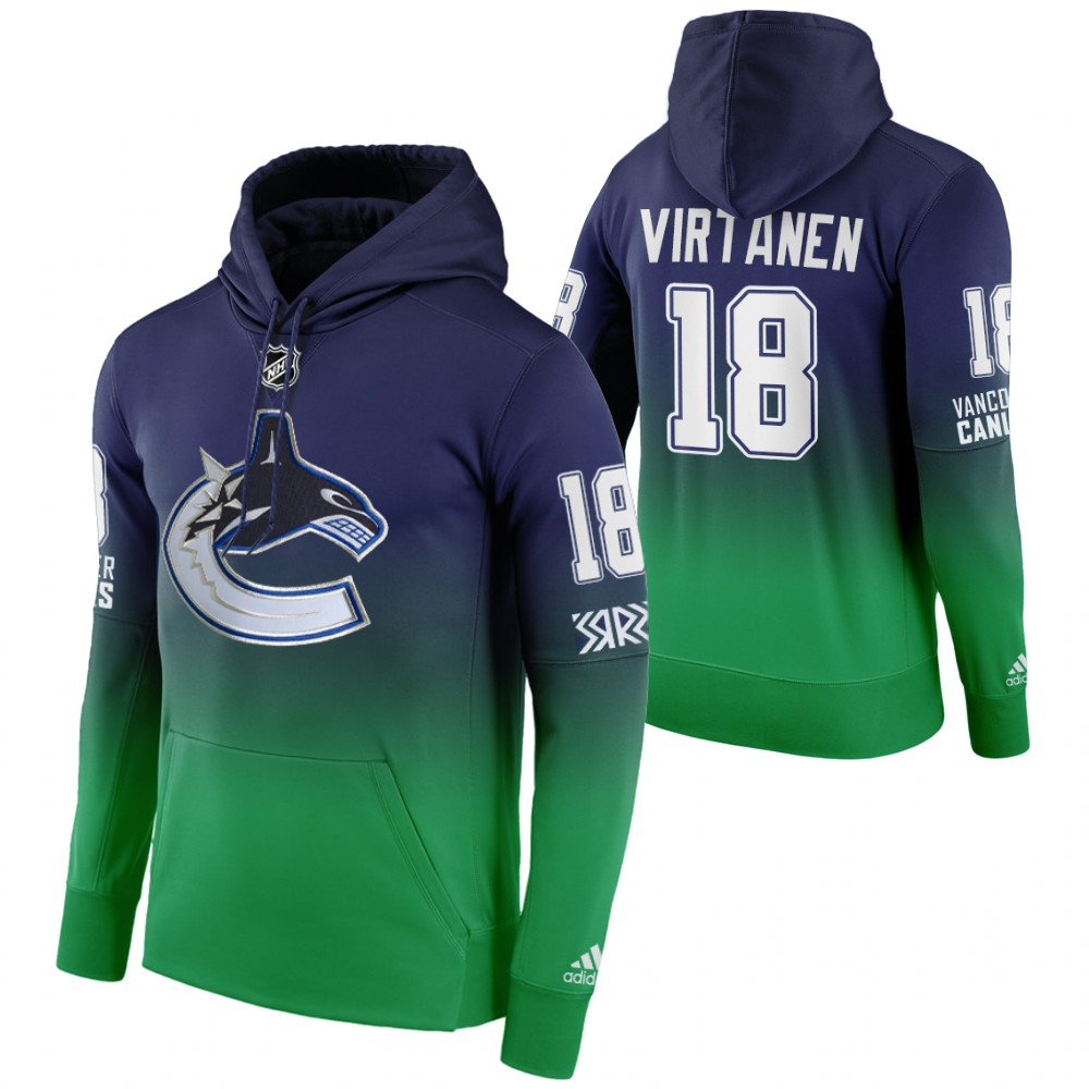 Vancouver Canucks #18 Jake Virtanen Adidas Reverse Retro Pullover Hoodie Green