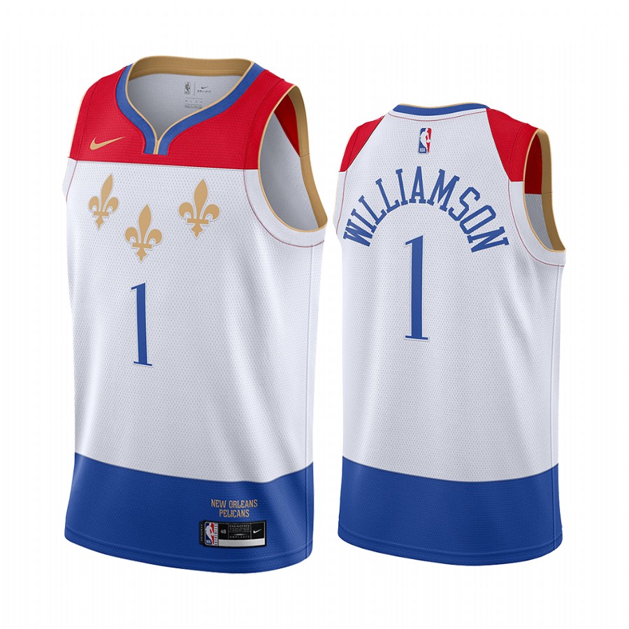 Nike Pelicans #1 Zion Williamson White NBA Swingman 2020-21 City Edition Jersey