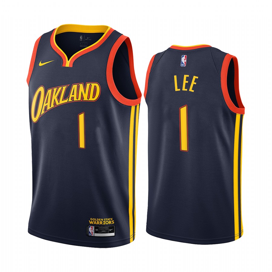 Nike Warriors #1 Damion Lee Navy NBA Swingman 2020-21 City Edition Jersey