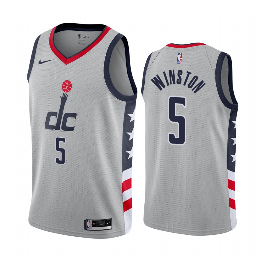 Nike Wizards #5 Cassius Winston Gray NBA Swingman 2020-21 City Edition Jersey