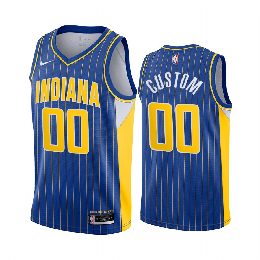 Men's Nike Pacers Personalized Blue NBA Swingman 2020-21 City Edition Jersey