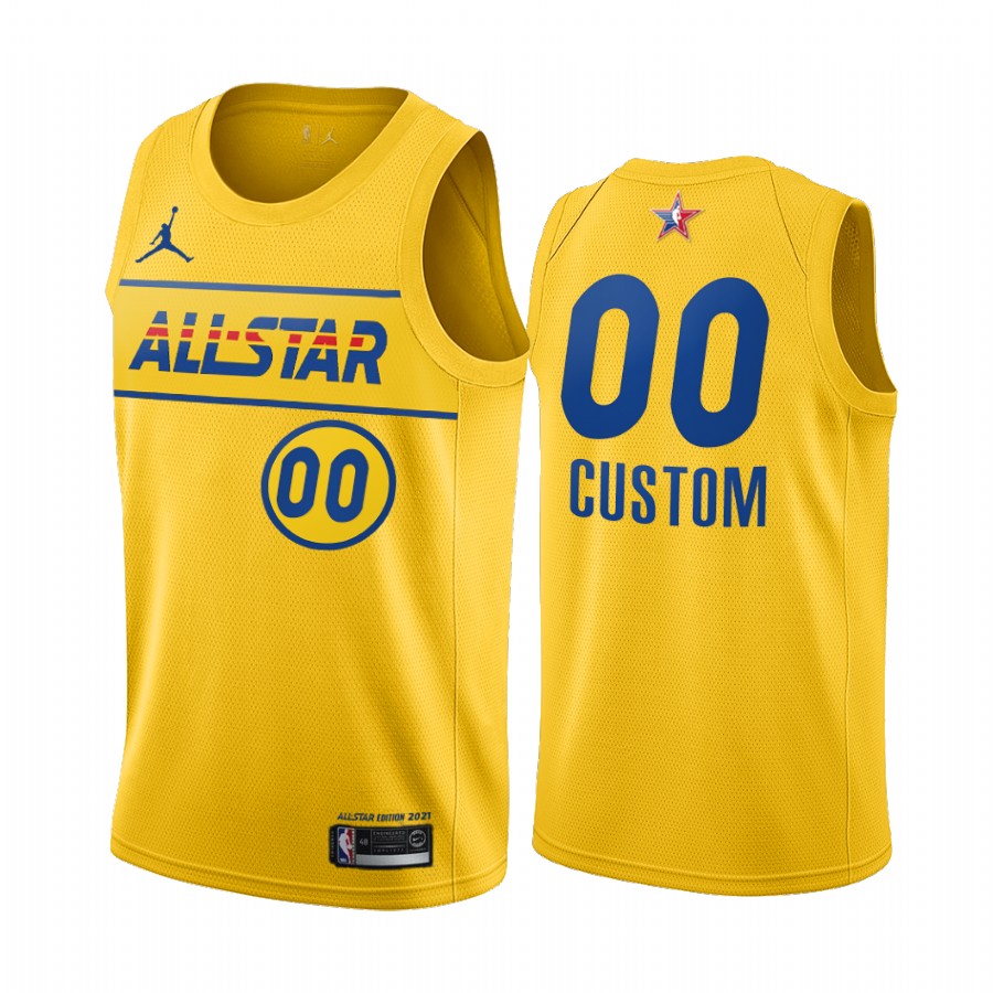 Men's Nike Personalized Jordan Brand Gold 2021 NBA All-Star Game Swingman Finished Jersey