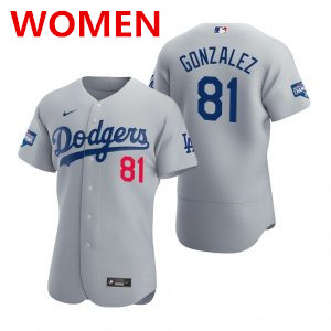 Women's los angeles dodgers #81 victor gonzalez gray 2020 world series champions jersey