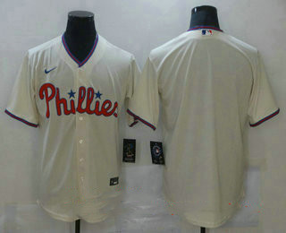 Men's Philadelphia Phillies Blank Cream Stitched MLB Cool Base Nike Jersey