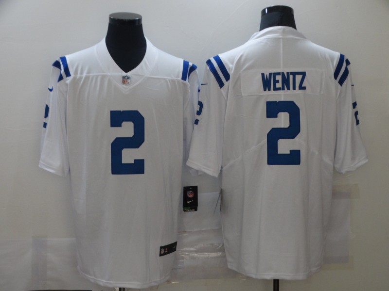 Men's Indianapolis Colts #2 Carson Wentz White 2021 Vapor Untouchable Stitched NFL Nike Limited Jersey