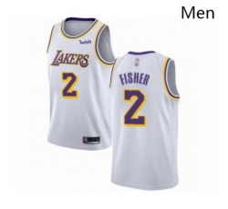 Mens Los Angeles Lakers 2 Derek Fisher Authentic White Basketball Jerseys Association Edition