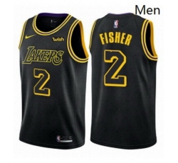 Mens Nike Los Angeles Lakers 2 Derek Fisher Swingman Black City Edition NBA Jersey