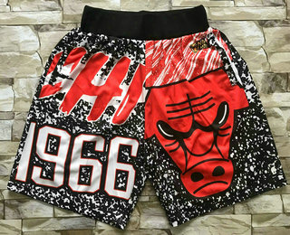 Men's Chicago Bulls Black Big Face Mitchell Ness Hardwood Classics Soul Swingman Throwback Shorts