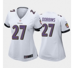 women j.k. dobbins baltimore ravens white game jersey