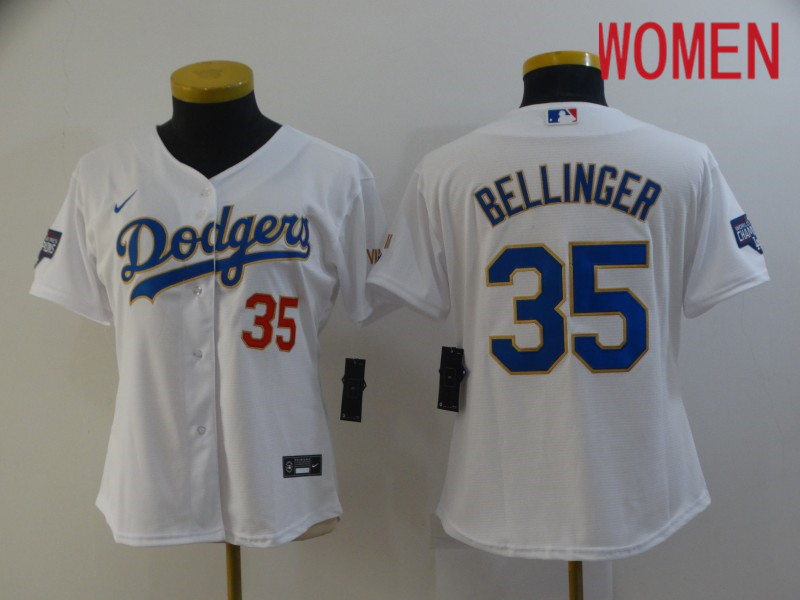 Women Los Angeles Dodgers 35 Bellinger White Game 2021 Nike MLB Jersey