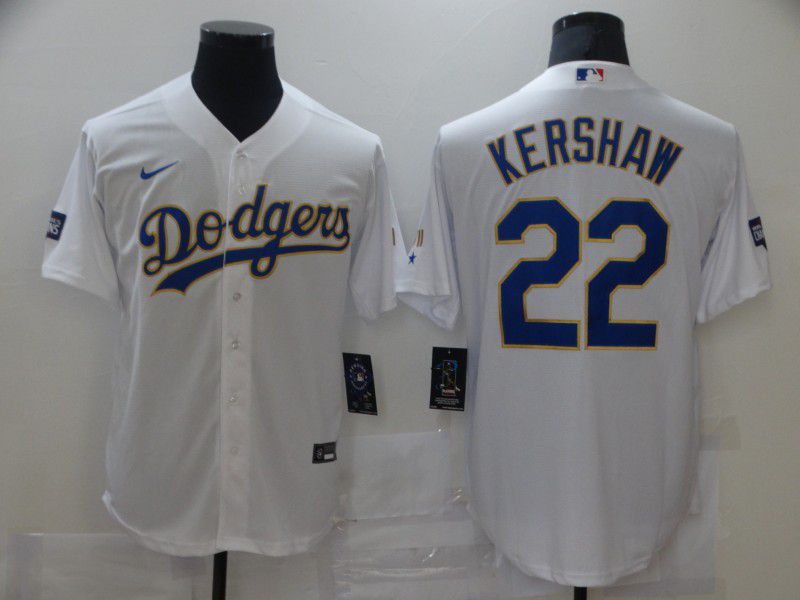 Men Los Angeles Dodgers 22 Kershaw White Game 2021 Nike MLB Jerseys