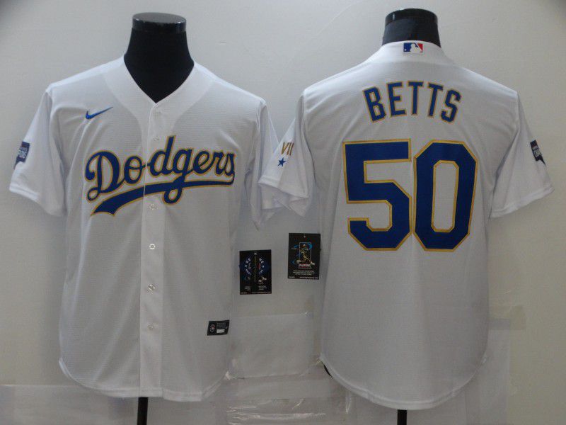 Men Los Angeles Dodgers 50 Betts White Game 2021 Nike MLB Jerseys