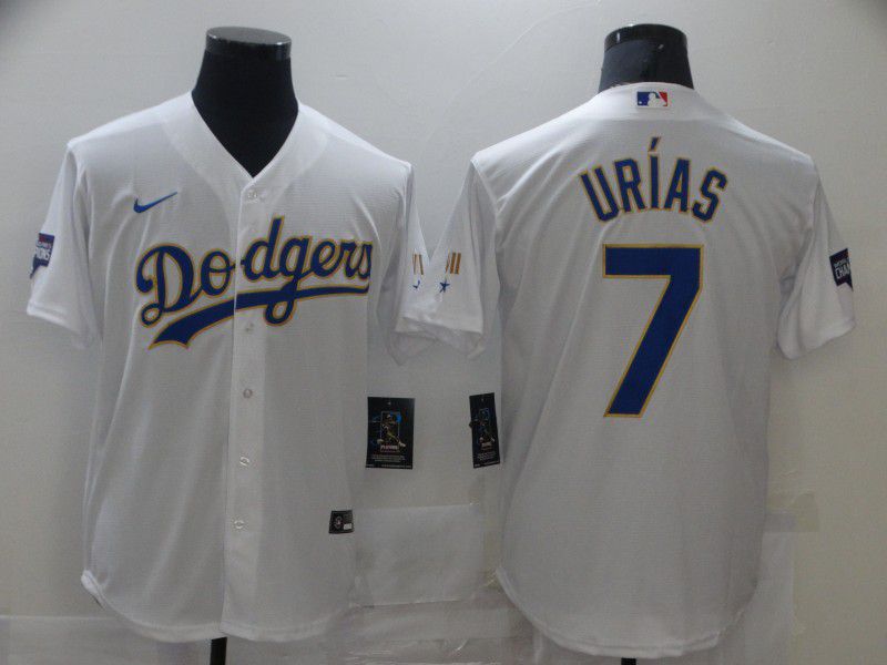 Men Los Angeles Dodgers 7 Urias White Game 2021 Nike MLB Jersey1