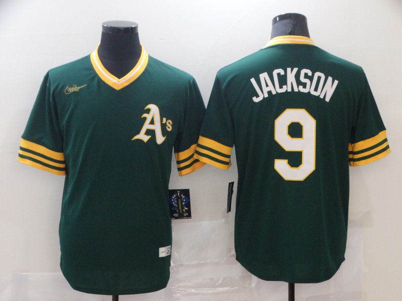 Men Oakland Athletics 9 Jackson Green Game Nike MLB Jersey