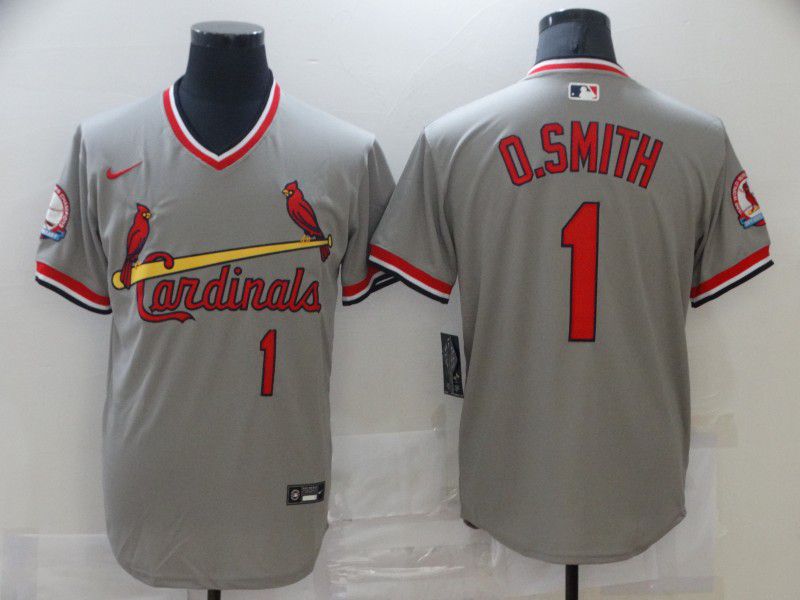 Men St.Louis Cardinals 1 O.Smith Grey Game 2021 Nike MLB Jersey