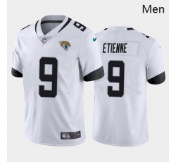 Men Jacksonville Jaguars #9 Travis Etienne White Blue Black 2021 Draft Jersey