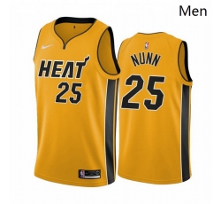 Men Miami Heat 25 Kendrick Nunn Yellow NBA Swingman 2020 21 Earned Edition Jersey