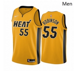 Men Miami Heat 55 Duncan Robinson Yellow NBA Swingman 2020 21 Earned Edition Jersey