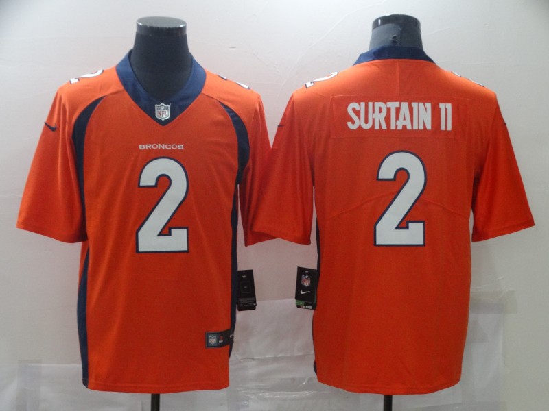 Men Denver Broncos 2 Surtain ii Orange Nike Vapor Untouchable Limited 2021 NFL Jersey