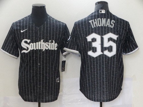 Men's Chicago White Sox #35 Frank Thomas Black 2021 City Connect Stitched MLB Cool Base Nike Jersey