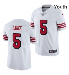 Youth San Francisco 49ers #5 Trey Lance Jersey White 2021 Color Rush Limited