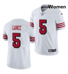 Women San Francisco 49ers #5 Trey Lance Jersey White 2021 Color Rush Limited