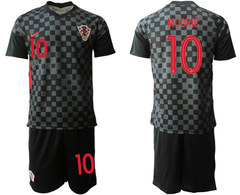 Men 2021 European Cup Croatia black away 10 Soccer Jerseys