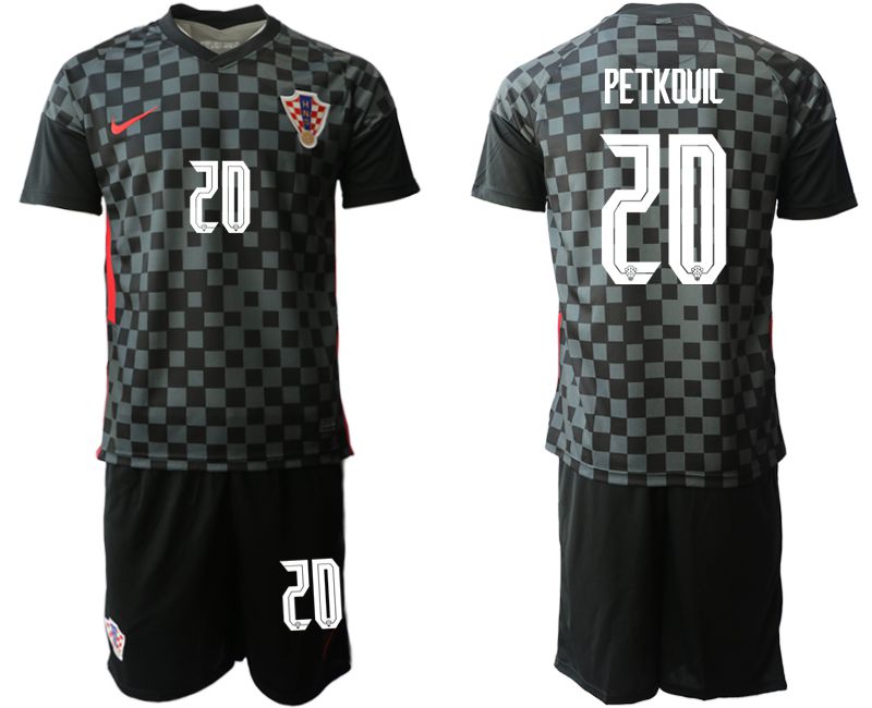 Men 2020-2021 European Cup Croatia away black 20 Nike Soccer Jersey