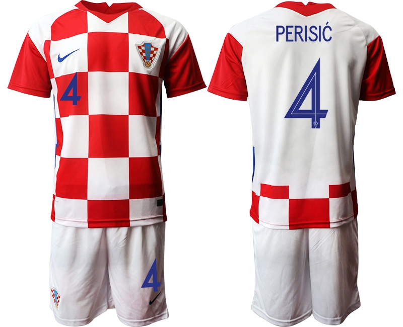 Men 2021 European Cup Croatia white home 4 Soccer Jerseys