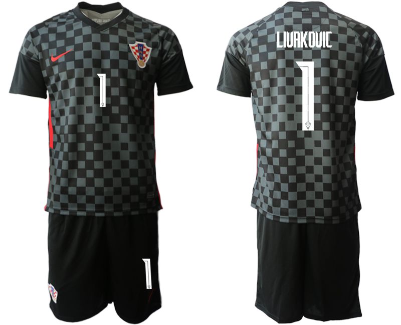 Men 2020-2021 European Cup Croatia away black 1 Nike Soccer Jersey