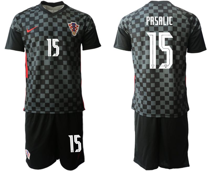 Men 2020-2021 European Cup Croatia away black 15 Nike Soccer Jersey