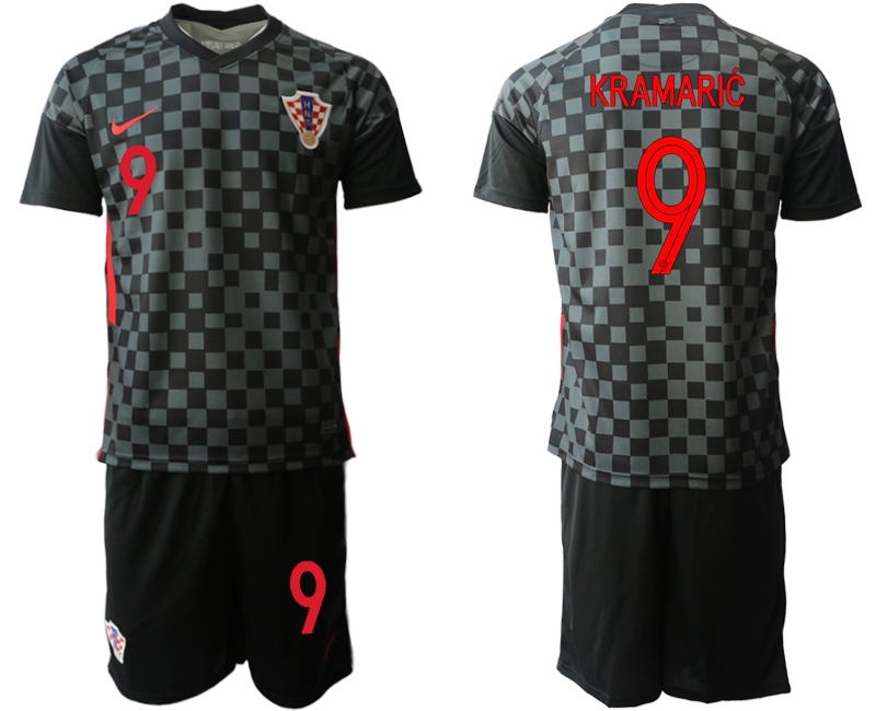 Men 2021 European Cup Croatia black away 9 Soccer Jerseys