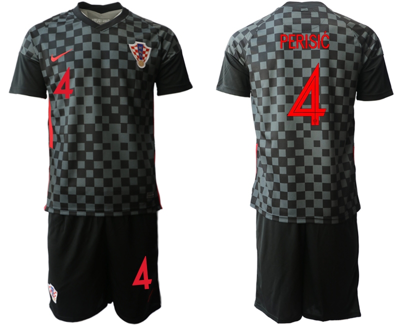 Men 2021 European Cup Croatia black away 4 Soccer Jerseys