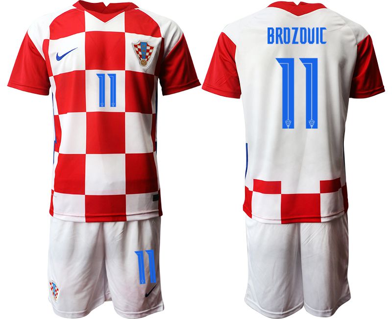 Men 2020-2021 European Cup Croatia home red 11 Nike Soccer Jersey