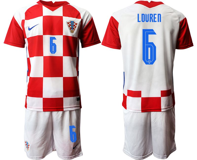 Men 2020-2021 European Cup Croatia home red 6 Nike Soccer Jersey