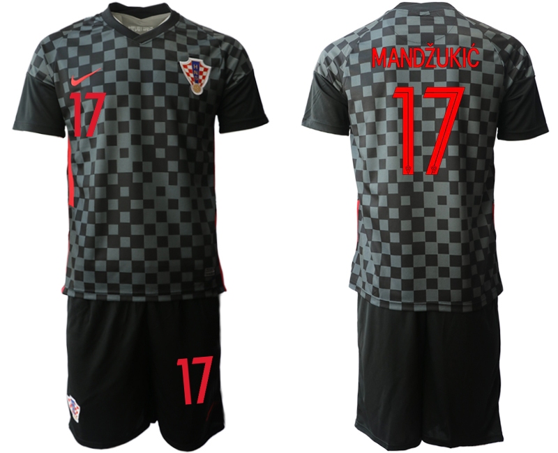 Men 2021 European Cup Croatia black away 17 Soccer Jerseys