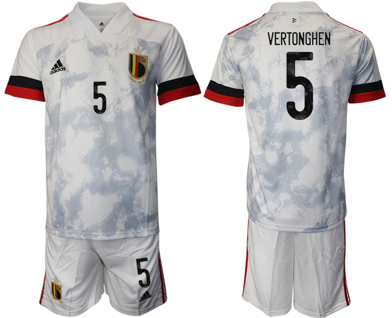 Men 2021 European Cup Belgium away white 5 Soccer Jersey