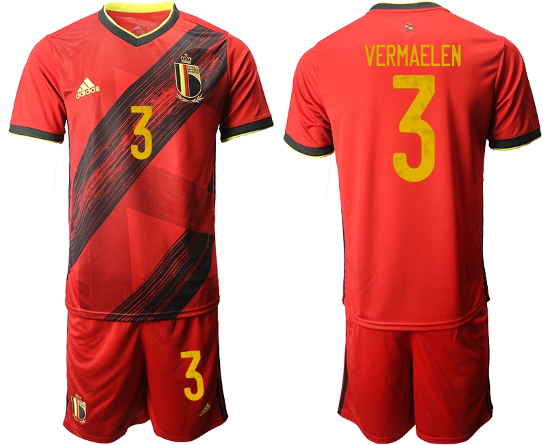 Men 2021 European Cup Belgium home red 3 Soccer Jersey