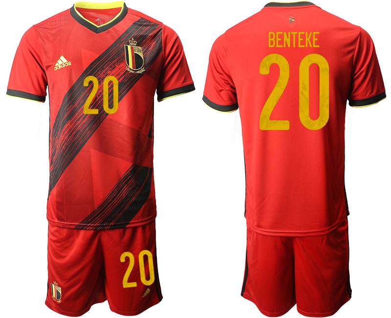 Men 2021 European Cup Belgium home red 20 Soccer Jersey