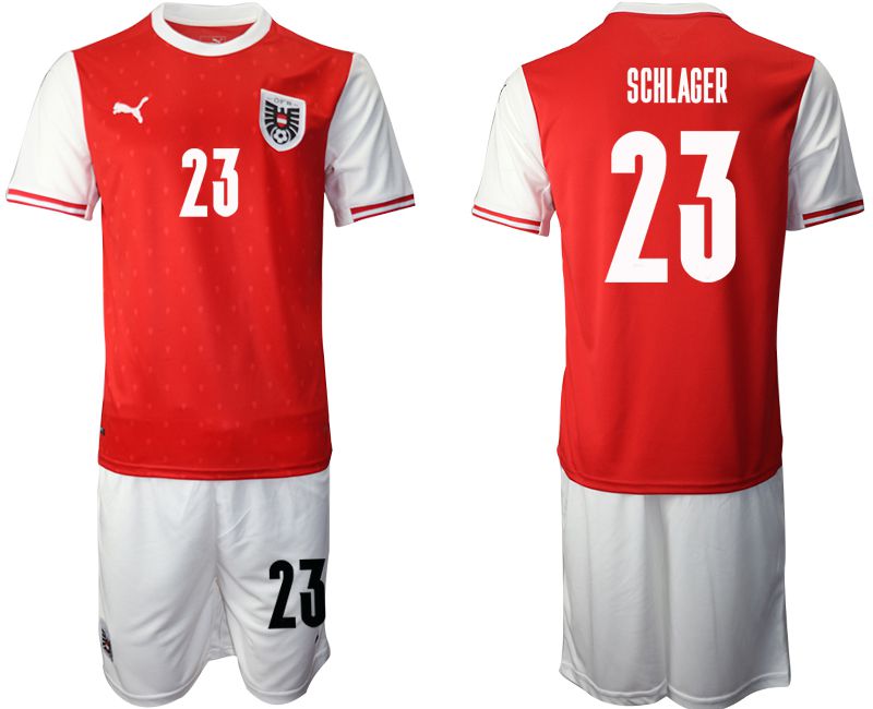 Men 2020-2021 European Cup Austria home red 23 Soccer Jersey