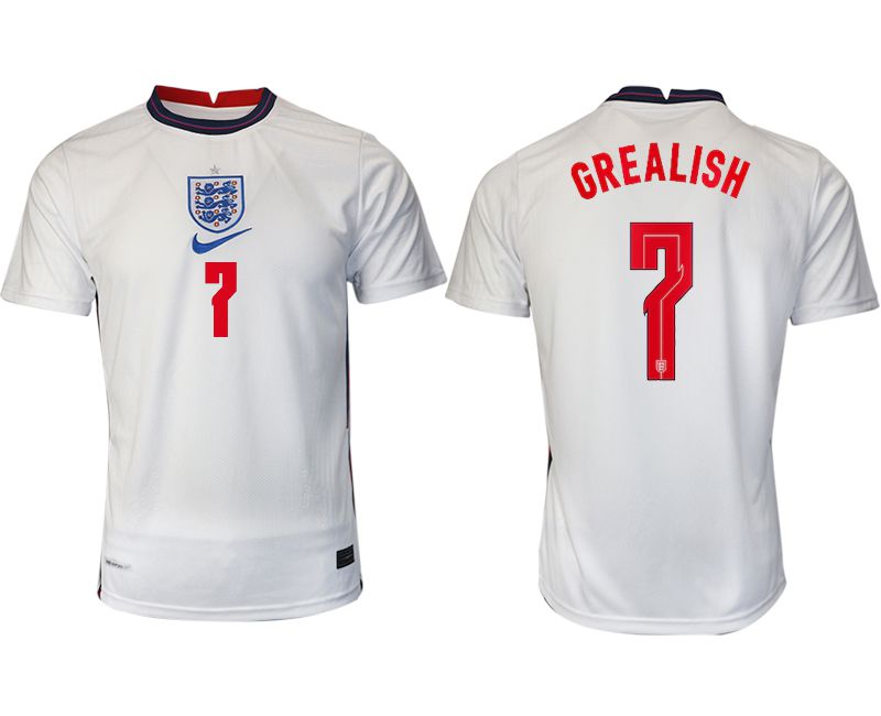 Men 2020-2021 European Cup England home aaa version white 7 Nike Soccer Jersey