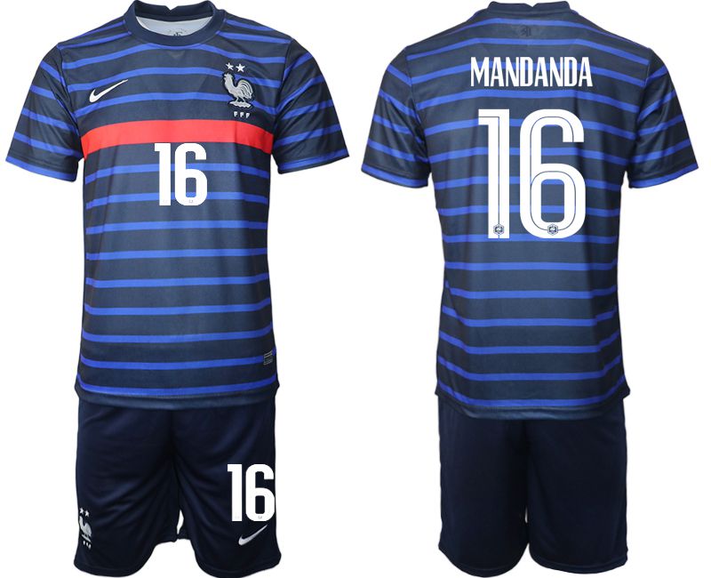 Men 2020-2021 European Cup France home blue 16 Soccer Jersey