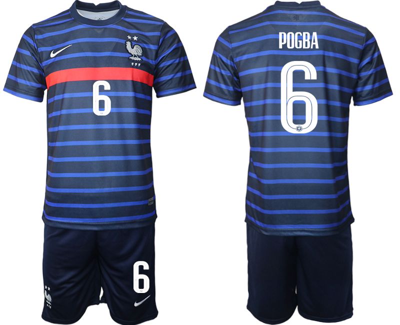 Men 2020-2021 European Cup France home blue 6 Soccer Jersey