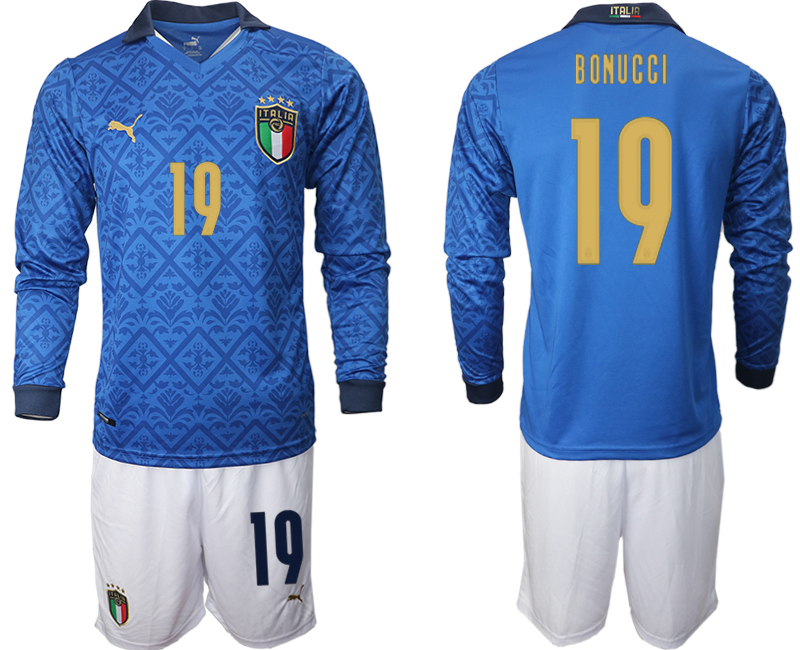 Men 2021 European Cup Italy home Long sleeve 19 soccer jerseys